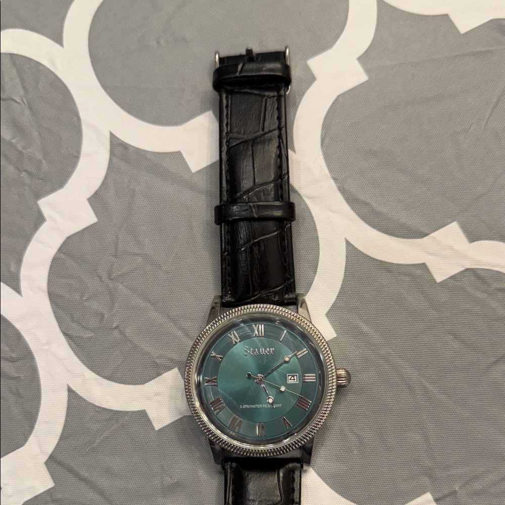 Stauer urban watch with teal face